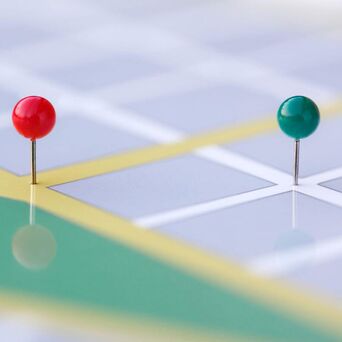 Karte mit Piekern für die Filialen des Sanitätshauses o.t.n